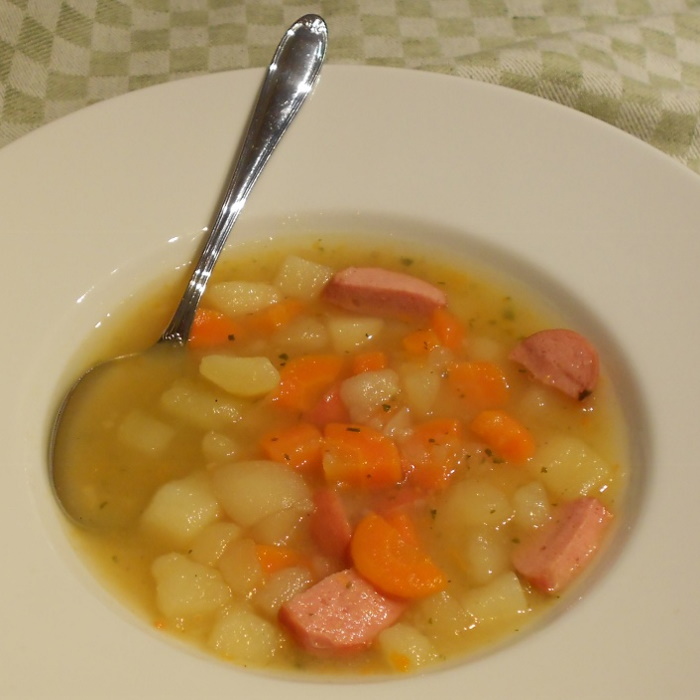 kme schnelle kartoffelsuppe mit wuerstchen